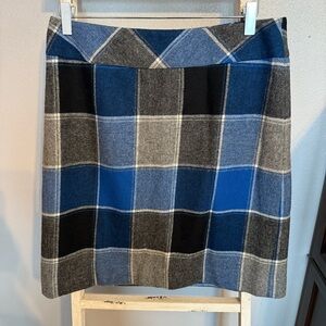 Talbots Blue Black Gray Tartan Plaid Wool Mini Skirt Women Size 6